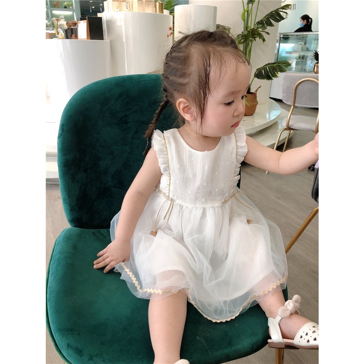 (8-23kg)Đầm công chúa voan trắng Quảng Châu cao cấp cho bé yêu(ảnh thật)
