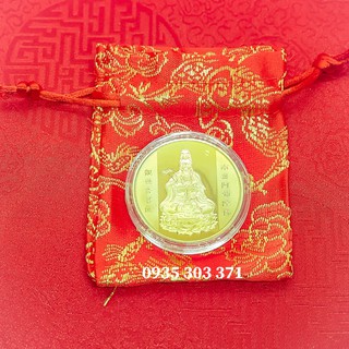 Đồng Xu Hình Phật Quan Âm Kèm Túi Gấm May Mắn Quà Tặng 2021