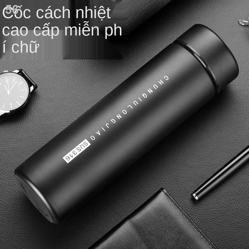 Smart Thermos Cup Men Women 316 Cao cấp bằng thép không gỉ di động cốc nước nhỏ kinh doanh trà chữ tùy chỉnh