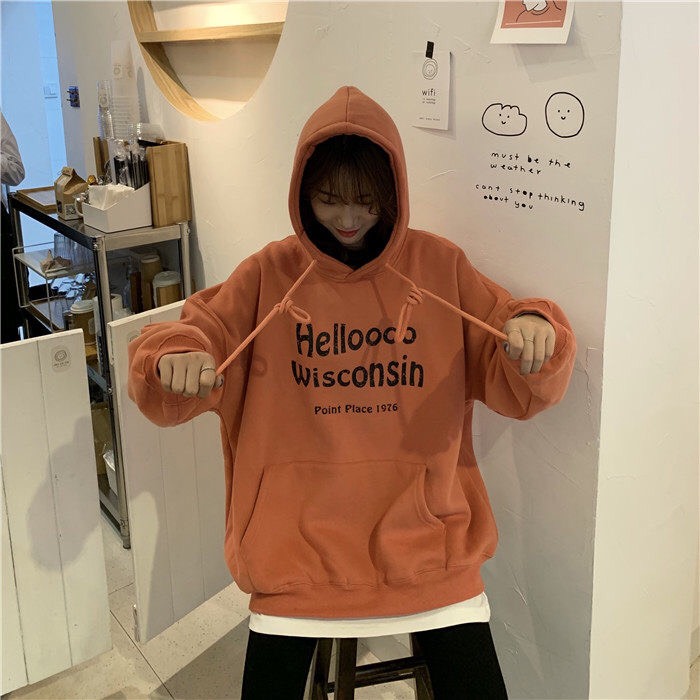 Freesize Áo Hoodie Nón Chui Trùm Đầu Nữ Nam Unisex Chất Vải Nỉ Poly Nam Nữ, Hello