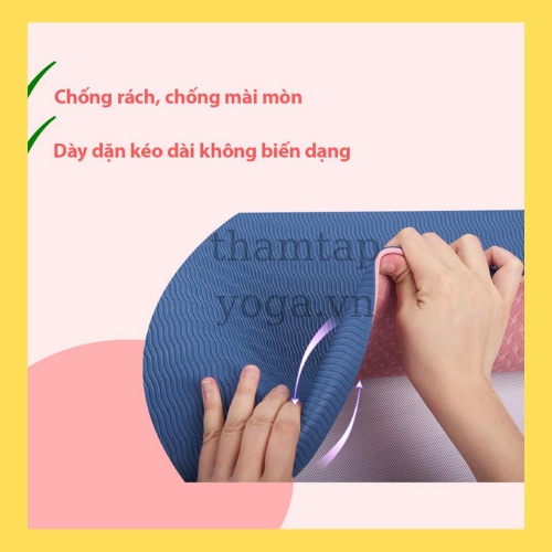 Thảm Tập Yoga Chống Trượt 2 Lớp Dày 8mm Chất Liệu Cao Su Non TPE Cao Cấp, Tập Gym Thể Dục Tại Nhà GYGA