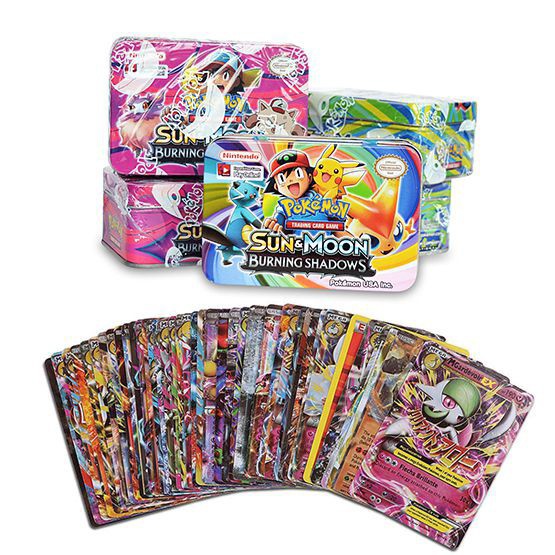 New 40PCS Pokemon Cards Pokemon Trading Card Sun&amp;Moon Cards in Metal Box Kids Gift