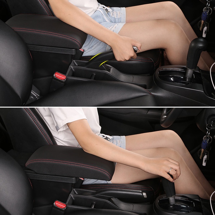 Hộp tỳ tay, bệ tỳ tay dùng cho xe ô tô Mazda 2 dạng khối tích hợp 3 cổng USB, Armrest box for Mazda 2