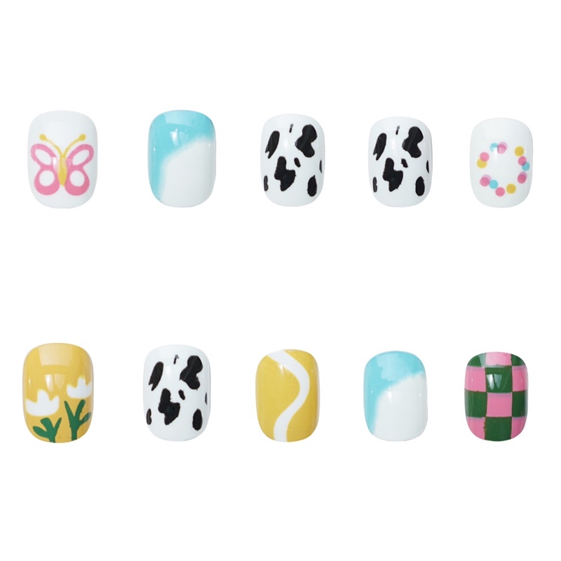 Set 24 móng giả N462 dáng móng ngắn ( Tặng kèm keo và dũa )