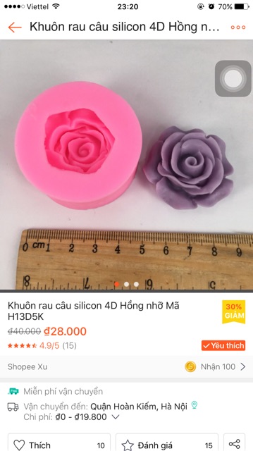 Combo 6 khuôn silicon rau câu 4D Mã JH8HG0