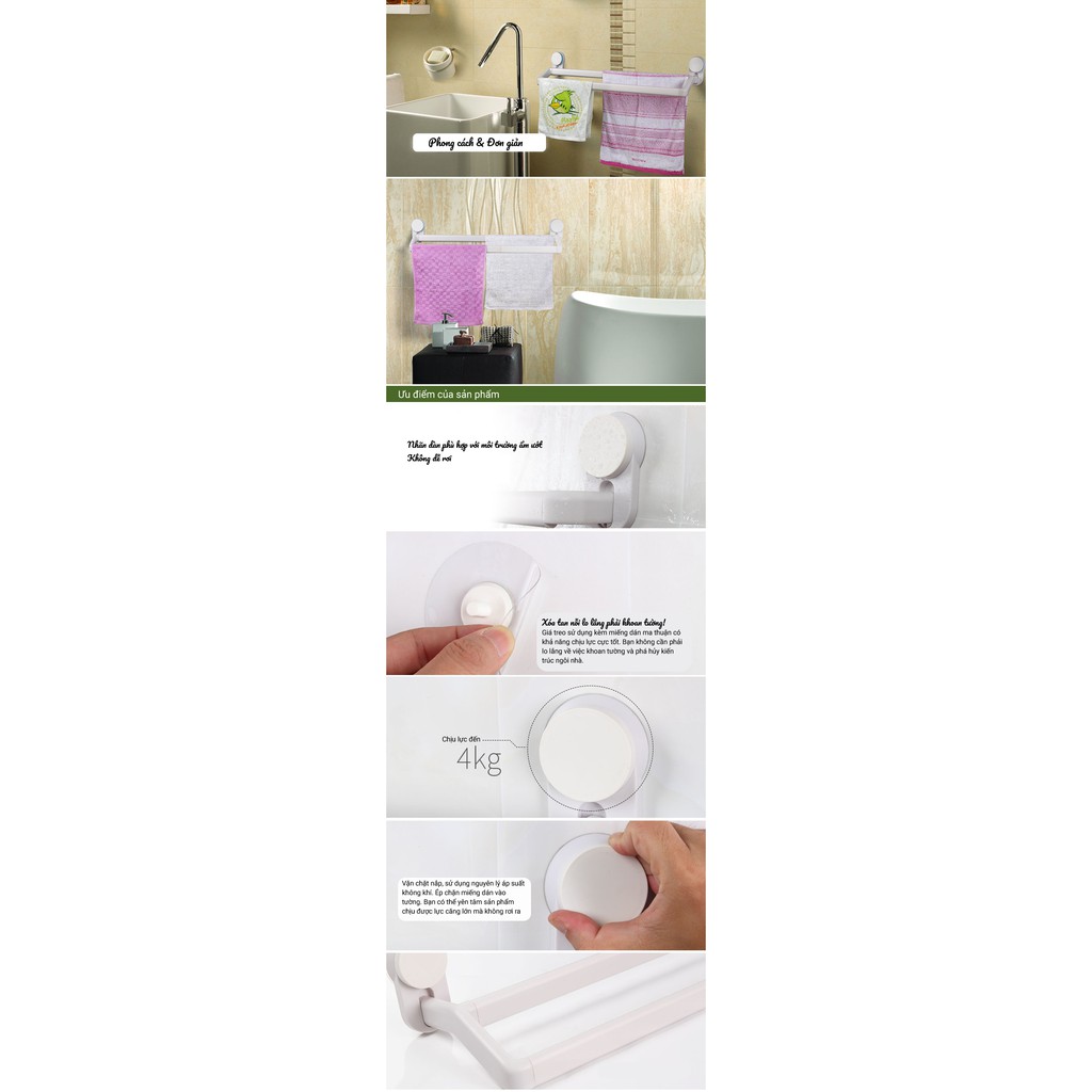 Kệ Nhà Tắm Treo Khăn Không Cần Khoan Tường