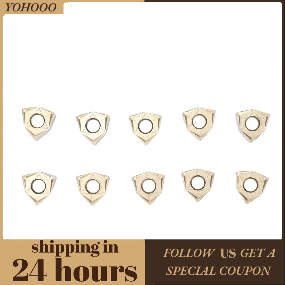 Yohooo 10 Pcs Indexable Carbide Inserts Silver Coated Lathe Turning Blades Wear Resistance High Precise Insert Cutter