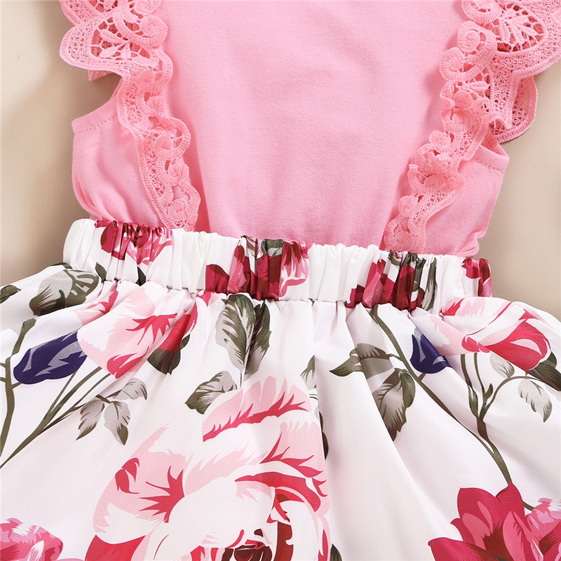 Đầm Mikrdoo tay cánh tiên in hoa kiểu đáng đáng yêu cho bé gái