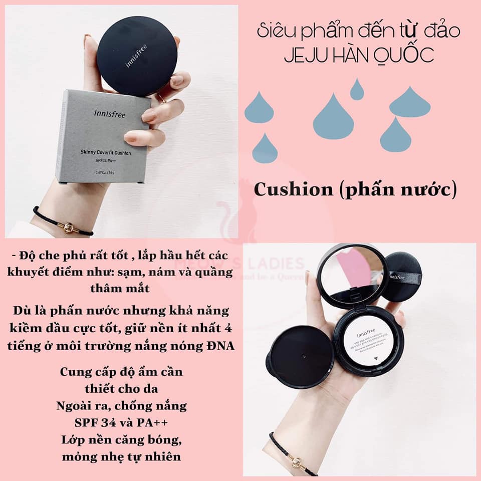 Phấn Nước Siêu Kiềm Dầu Innisfree Skinny Coverfit Cushion và Phấn Nước Dưỡng Ẩm  Water Fit Cushion SPF34 PA++ | BigBuy360 - bigbuy360.vn