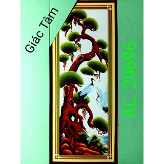 Tranh thêu CÂY TÙNG HẠC - 40x100cm - AL.29696 AL29696 - NHỊ HẠC 2 HẠC - tranh thêu chữ thập chưa thêu