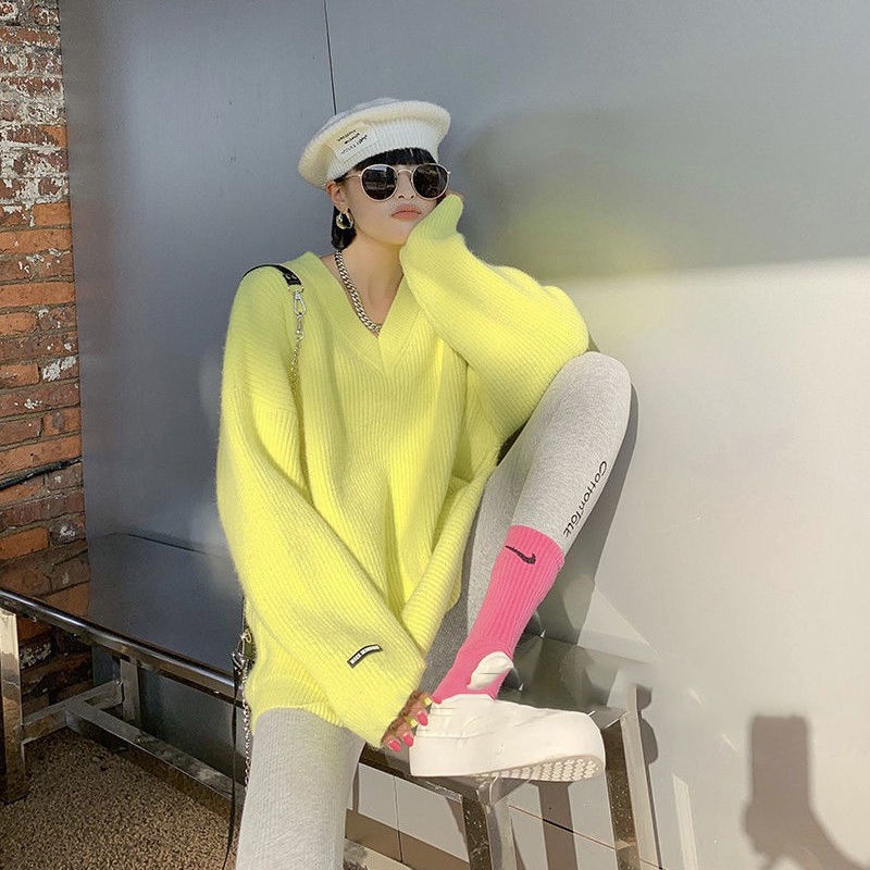 Áo Sweater Dệt Kim Dáng Rộng Thiết Kế Mới Dày Dặn Giữ Ấm Cao Cấp Thời Trang