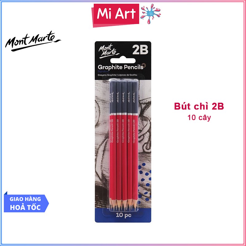 Bộ 10 Bút Chì 2B Mont Marte - Graphite Pencils 2B Signature 10pc - MPN0128