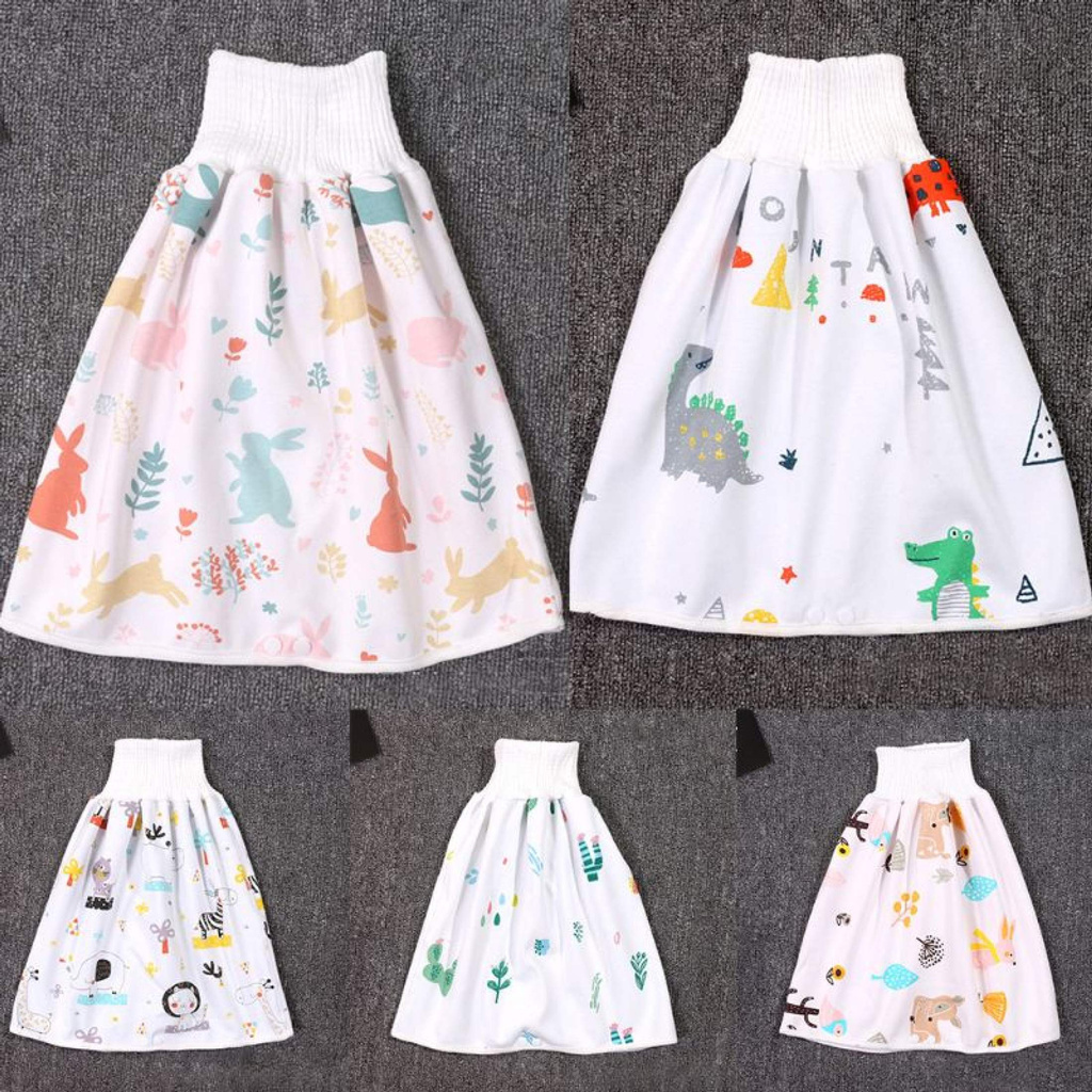 Quần Tập Cotton Chống Thấm Nước Cho Bé Váy Tã In Hình Khủng Long Động Vật Đầy Màu Sắc, Đệm Giường Ngủ Nệm-168