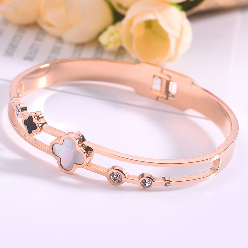 Vòng Tay Hai Lớp Bằng Thép Không Gỉ Cao Cấp Thiết Kế Đơn Giản Thời Trang Mới Cho Nữ