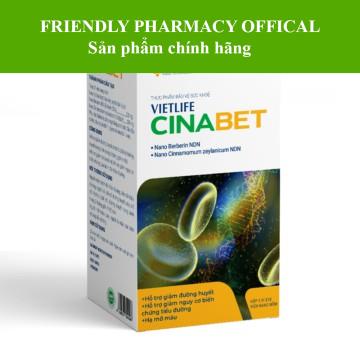 VIETLIFE CINABET – Hỗ trợ cải thiện tiểu đường, ổn định đường huyết, ngăn biến chứng tiểu đường (hộp 30 viên nang)