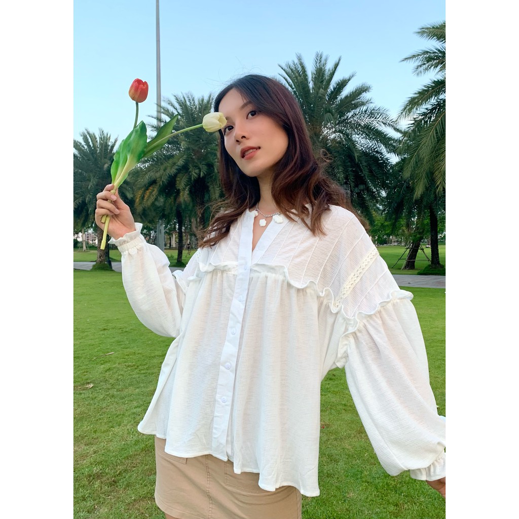 [ Miều ] Áo kiểu baby doll tay dài Lemina Top