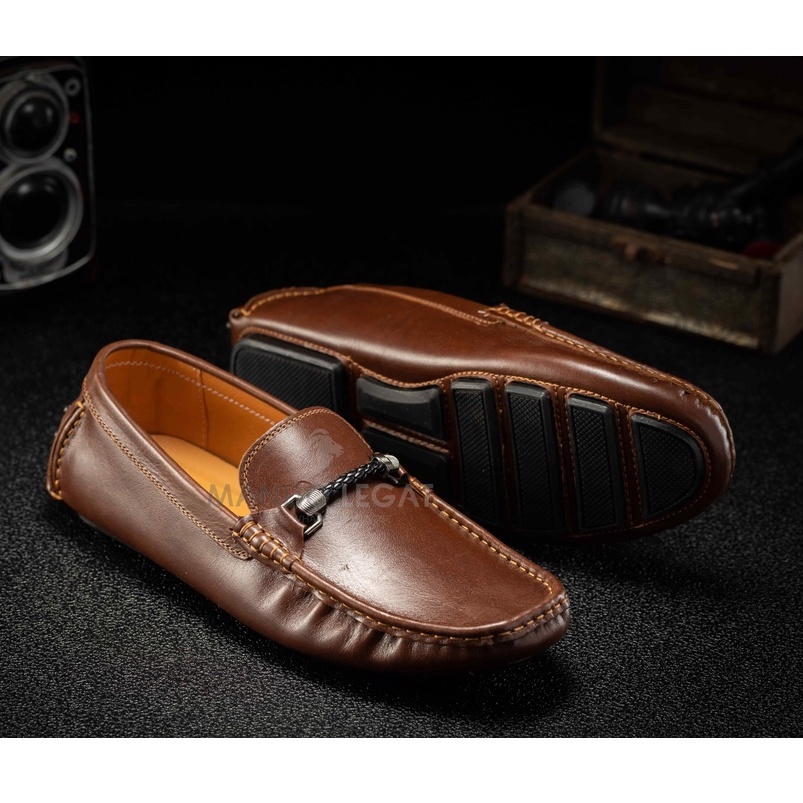 Giày lười nam da thật Manlio Legat 3 màu Đen ,Vàng bò, Nâu bóng GM02-BG ,GM03-B ,GM04-BN