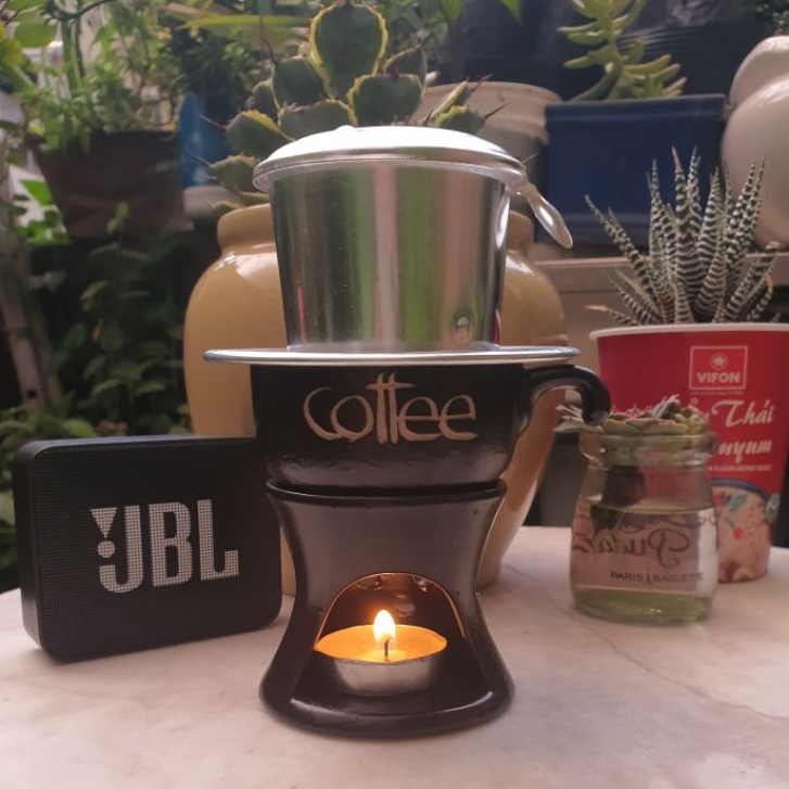 Bếp đun cafe gốm dùng nến, ly tách cafe cà phê đốt nến