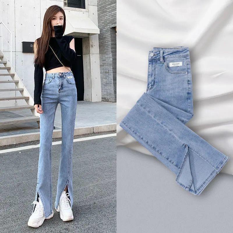 Quần Nữ Ống Loe denim Với Phần Đầu Xẻ