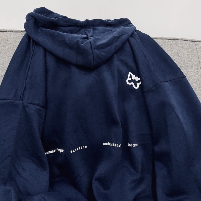 Áo khoác nỉ ngoại tay phồng cánh dơi in hình nón 2 lớp dây kéo unisex ulzang nam nữ