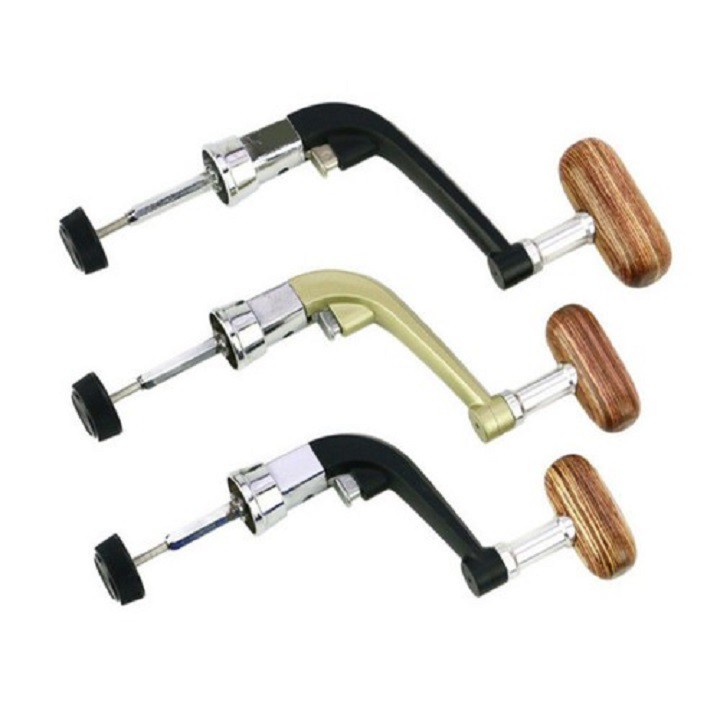 Tay quay máy câu núm gỗ tay quay máy câu shimano kim loại _ shop đồ câu Phía bắc