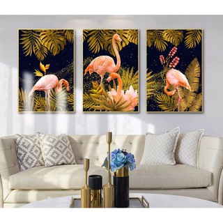 BÔ TRANH CANVAS GHÉP TREO TƯỜNG HIỆN ĐẠI VTC LÁ CÂY NHIỆT ĐỚI VÀ HỒNG HẠC VIP OP_18674870