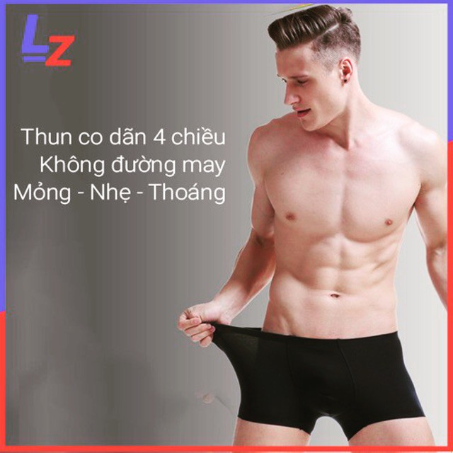 BỘ 4 QUẦN LÓT BOXER NAM - QUẦN DẠNG ĐÙI LỤA SỮA ĐÚC, KHÔNG ĐƯỜNG MAY BB001-C4