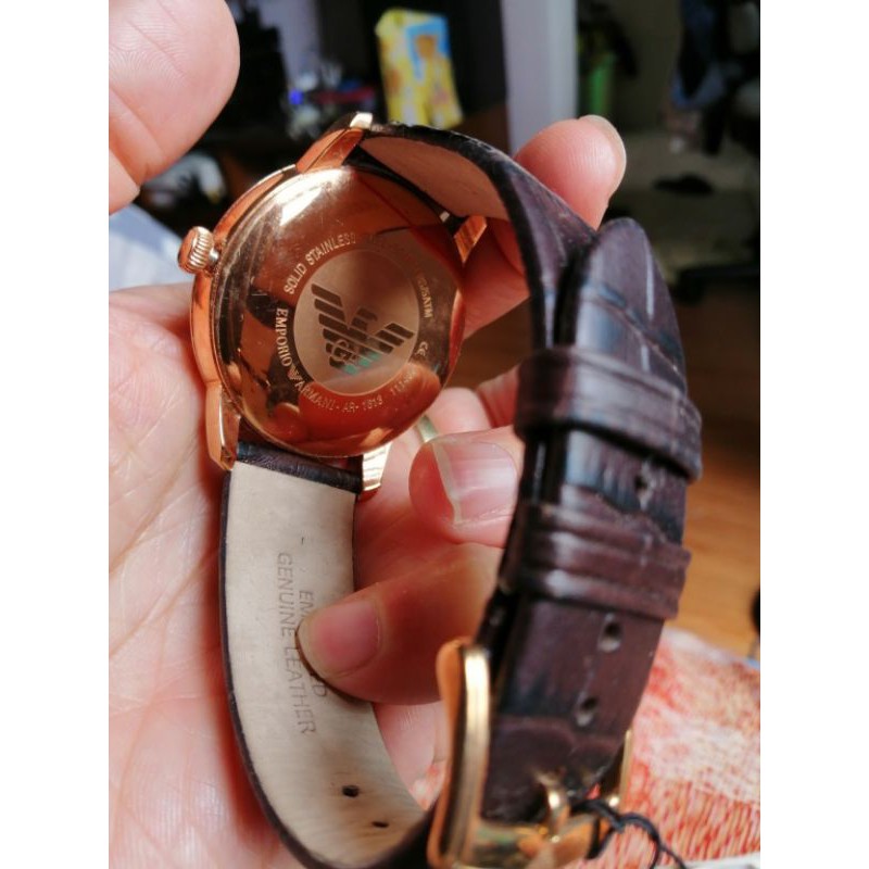 [RẺ VÔ ĐỊCH] - Đồng hồ nam Emporio Armani (Quart) xách tay Mỹ, mới 100%, lịch 6h, mặt tia nâu, dây da đen thanh lịch