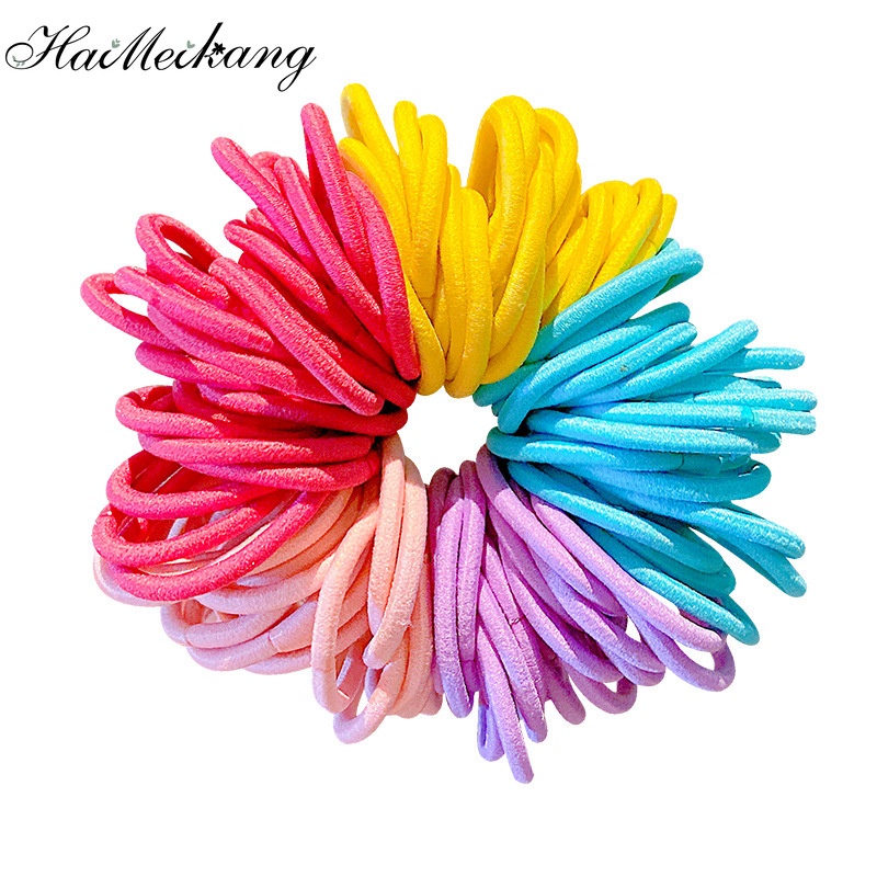 Haimeikang Set 100 dây buộc tóc màu sắc thời trang dành cho nữ