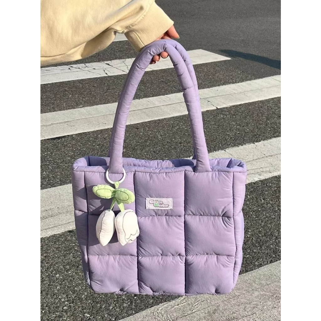 Túi Tote Đựng  Sức Chứa Lớn Vải Cotton Nilon Xếp Nếp Thiết Kế Thời Trang Kích Thước 40 X 31 X 9CM - Laptop 14 Inch