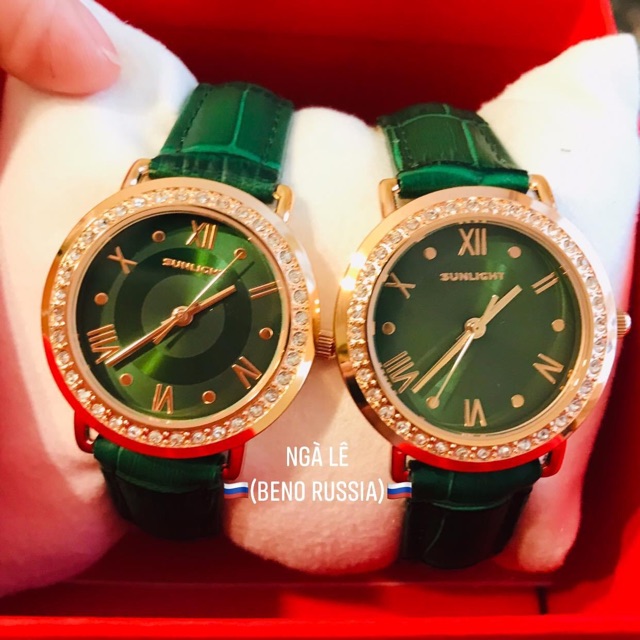 ĐỒNG HỒ NỮ SUNLIGHT DÂY DA XANH