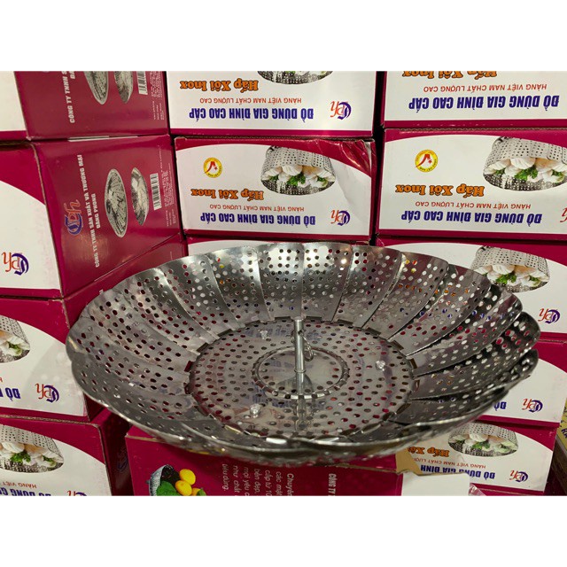 VỈ HẤP,ĐỒ XÔI INOX SIZE 23CM , 3 CHÂN LOẠI DÀY (có hộp)