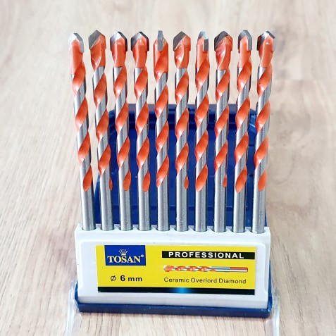 Hộp Công Cụ 10 Mũi Khoan Bê Tông Cùng Size 6mm Đuôi Trơn Dùng Cho Máy Cầm Tay