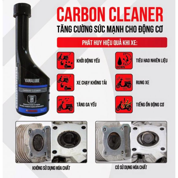 [Mã LIFEAUMAY giảm 10% tối đa 30k đơn 150k] Dung dịch vệ sinh buồng đốt, kim phun Yamaha Carbon Cleaner 75ml