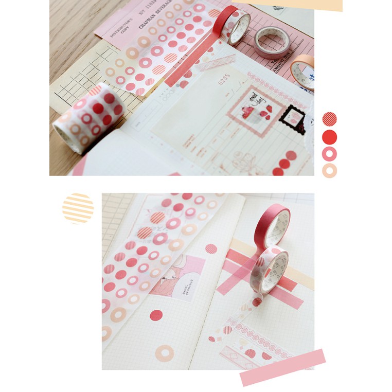 Washi Tape set 7 cuộn SA07-01 trang trí scrapbook, sổ tay planner,...