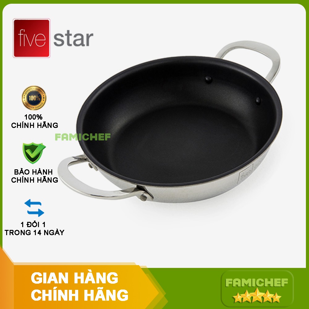 Chảo inox chống dính 3 đáy 2 quai FiveStar FS26CD2Q 26cm