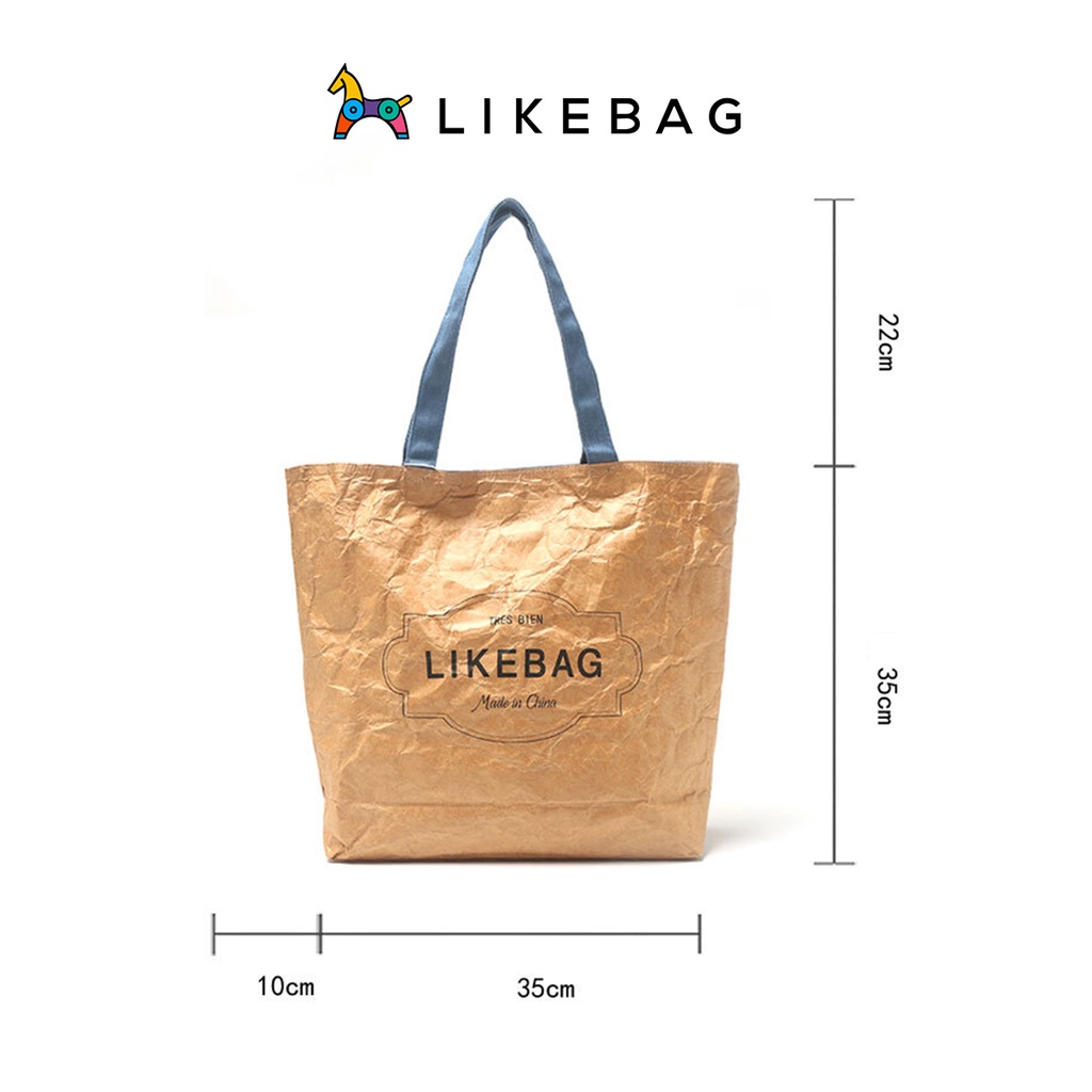 Túi đeo vai nữ chính hãng LIKEBAG tote vải canvas có khuy bấm trẻ trung 120110092 - LIBAGI