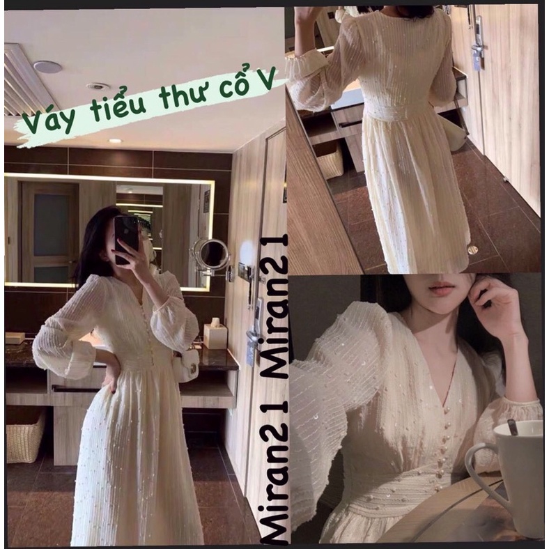 Đầm Tiểu Thư Cổ V Hai Lớp