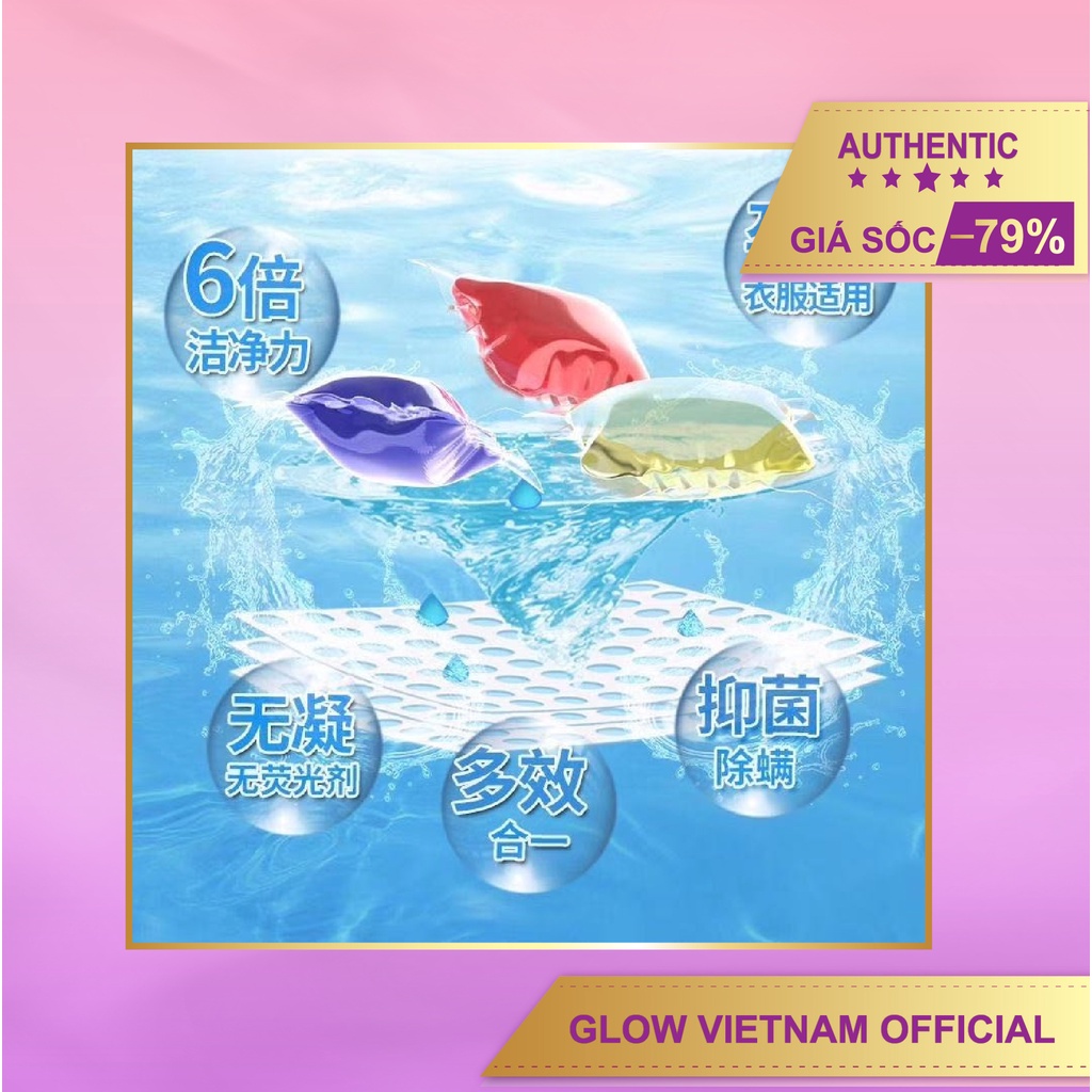 Viên nước giặt quần áo đậm đặc siêu sạch, thơm lâu, đánh tan vết bẩn hiệu quả, tiện lợi- Glow Vietnam