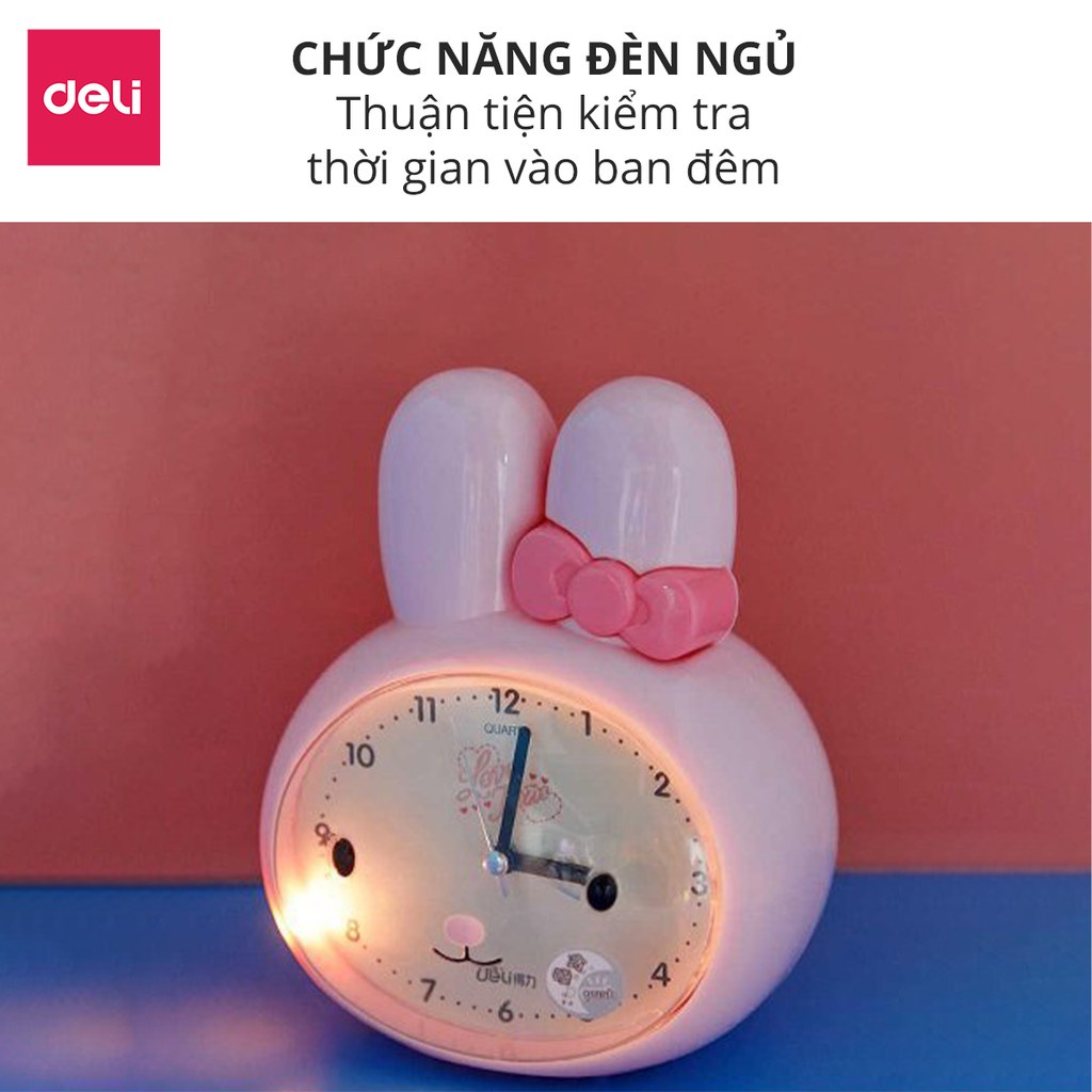 "Lô hàng nhanh" "Thẳng vào cổ phiếu" Đồng hồ báo thức để bàn cute dễ thương cho bé Deli - Chuông kêu to, tích hợp đèn ng