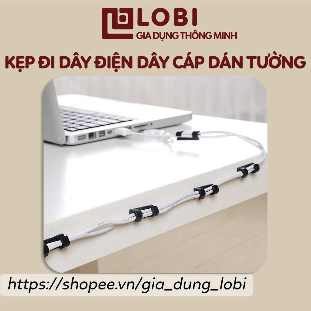 Kẹp nẹp giữ cố định dây điện dây cáp dán tường thông minh bằng nhựa kèm miếng dán 3M - Bộ 16 cái