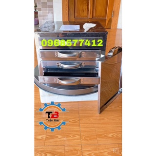 Tủ hấp bánh cuốn bánh mướt,khay làm bánh cuốn,khay hấp bánh cuốn, máy nấu bánh cuốn 4 tầng bằng inox(Tặng thêm 1 khay)