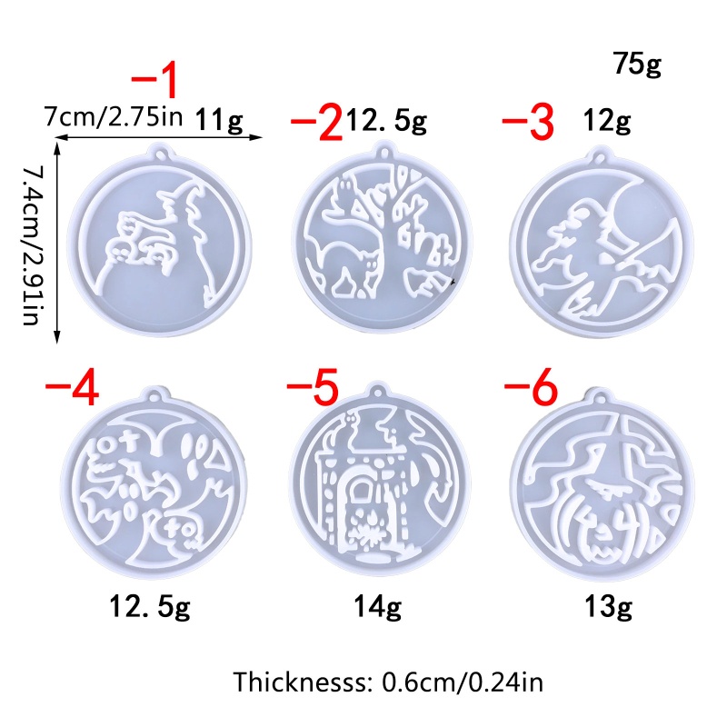 Khuôn Silicone Làm Móc Khóa Hình Phù Thủy Halloween Lấp Lánh DIY