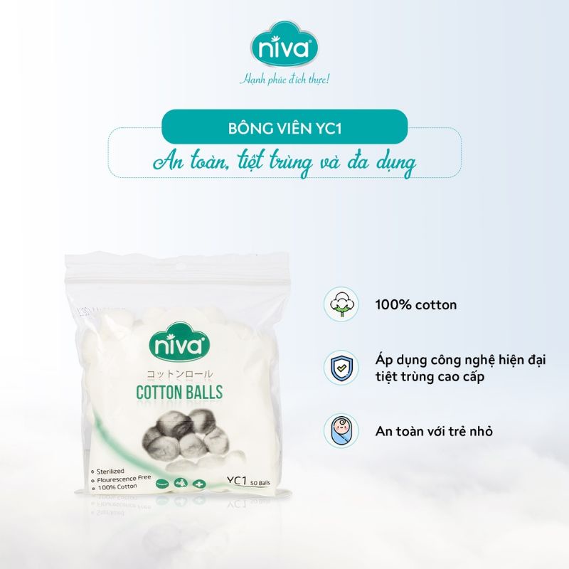 (SỈ RẺ) Gói 100 Viên Bông Bịt Tai, Nhét Tai Cho Mẹ Sau Sinh Niva