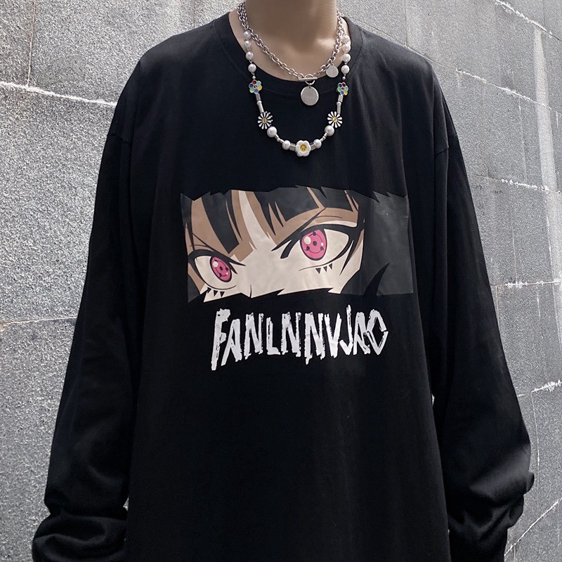 Áo thun tay dài form rộng FANLNNVJAO NEKO.SG, Áo thun Streetwear Ulzzang SWT51