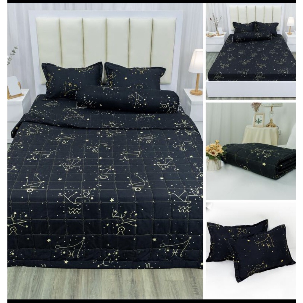 Bộ 5 món chăn ga gối cotton poly -kích thước 1m2x2m