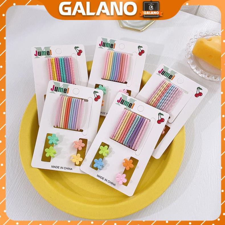 Dây buộc tóc kẹp tóc GALANO chun buộc tóc kèm kẹp tóc mái thời trang Hàn Quốc bộ 16 chi tiết cho nữ FAH-001314