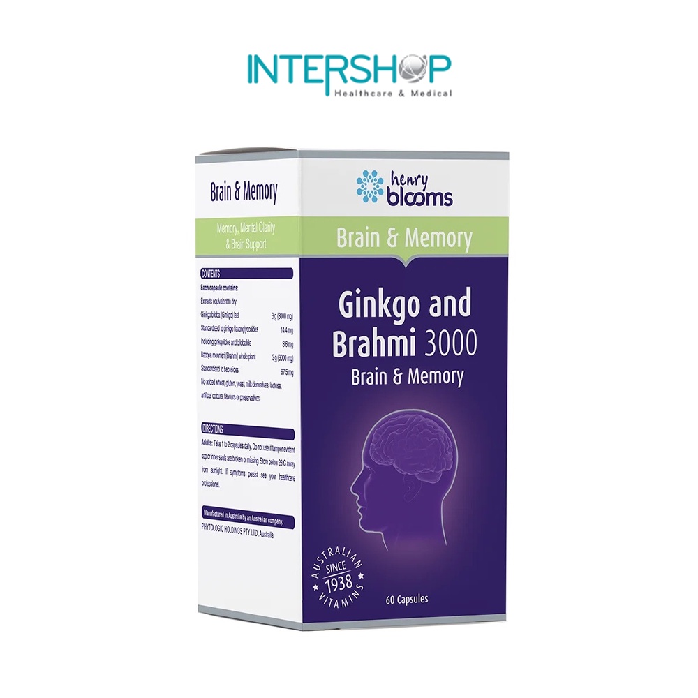 Viên Uống Bổ Não & Tăng Cường Trí Nhớ Ginkgo And Brahmi 3000 Henry Blooms