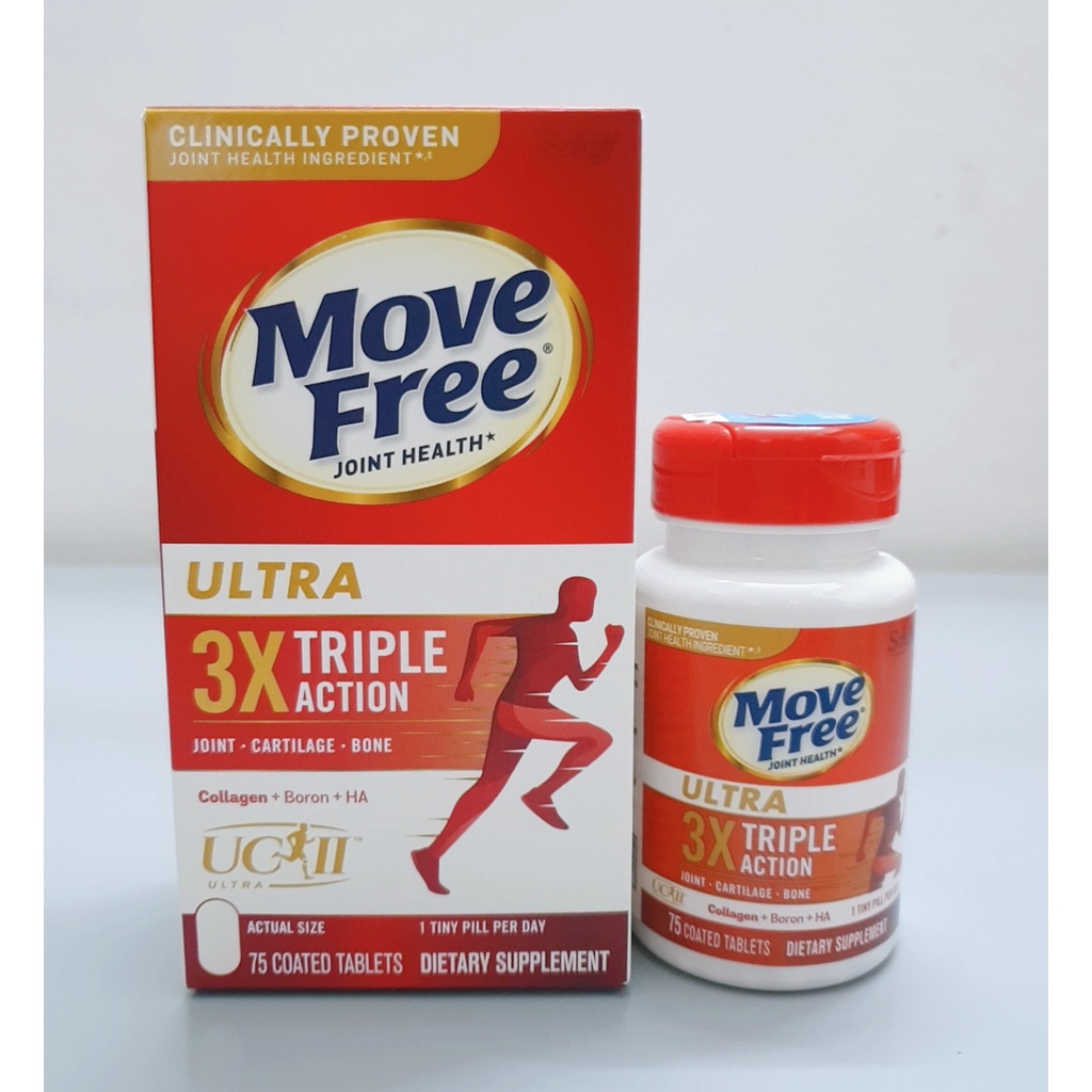 [Mẫu mới date 25]Hỗ trợ xương khớp Viên uống bổ xương khớp Schiff Move Free Ultra 3X Triple Action 75 viên của Mỹ