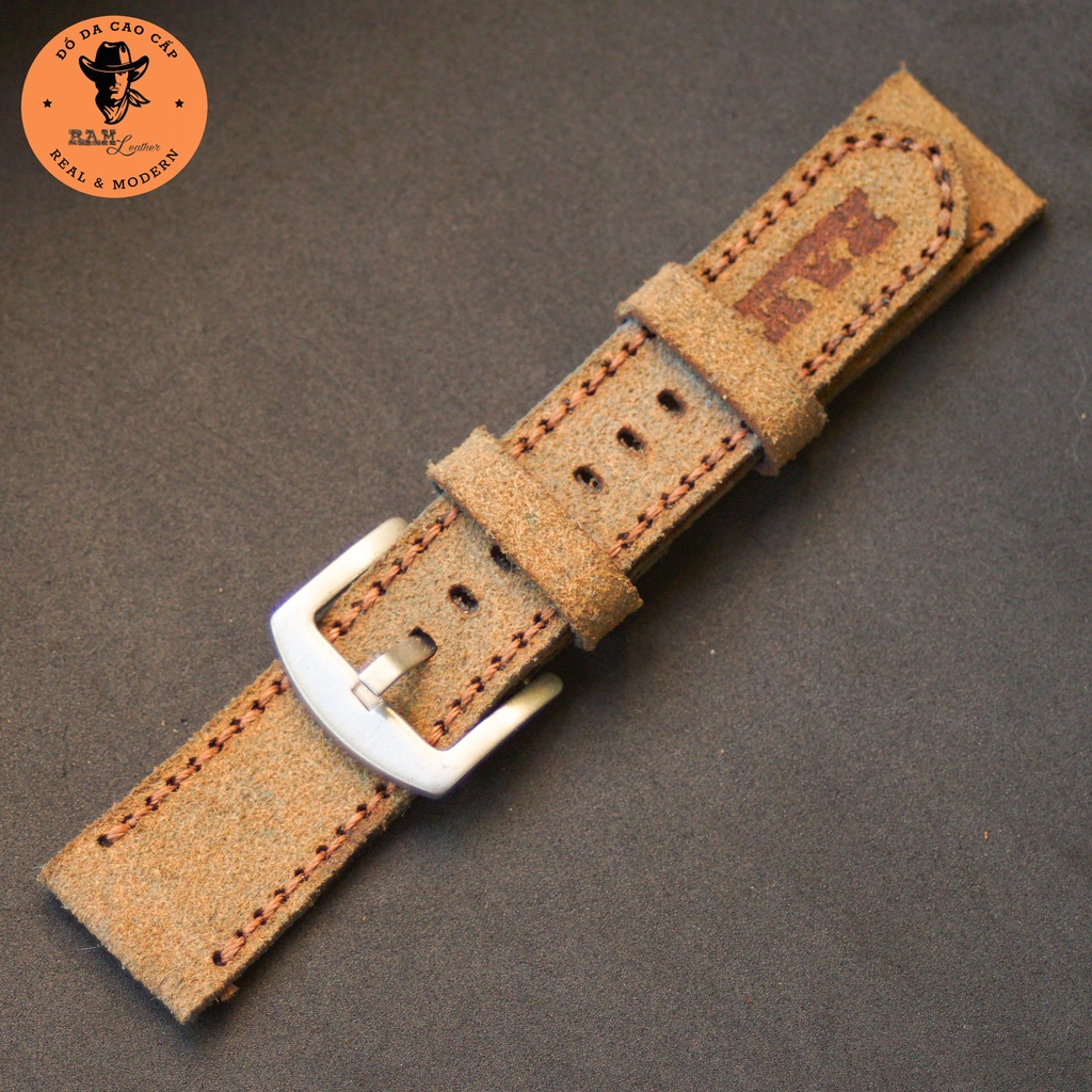 Dây đồng hồ da bò màu nâu xanh - RAM Leather Classic 1960 Bền Đẹp